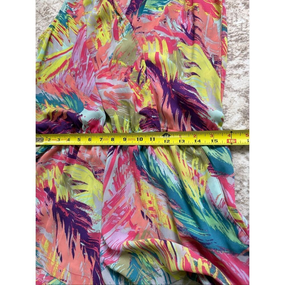 BCBGMaxazria Women's Thalia Printed V-Neck Sleeveless Romper Multicolor Medium - Picture 7 of 11